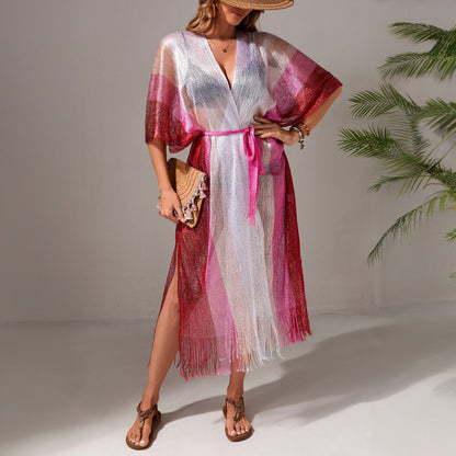 Beach Dress Women Casual Vacation Gradient Bikini Swimsuit Blouse Sun Protective Clothing Cardigan