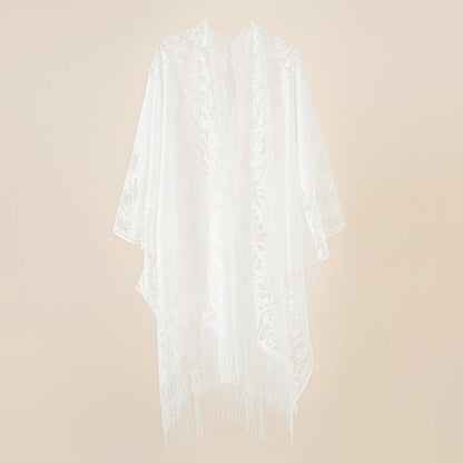 Lace Large Shawl Leaky Lace Cardigan Sun Protection Clothing Beach Cover Up Sun Protection Shawl