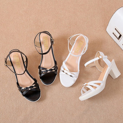 summer new pattern female Sandals 2021 Word for word outdoor high-heeled shoes Versatile summer Fish mouth Rome Thick heel Women's Shoes tide