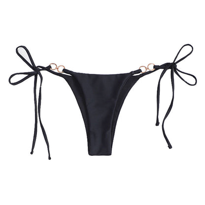 Solid Color Lace up Three Point Sexy Split Bikini Brazilian Beach Triangle Swimming Trunks Swimsuit