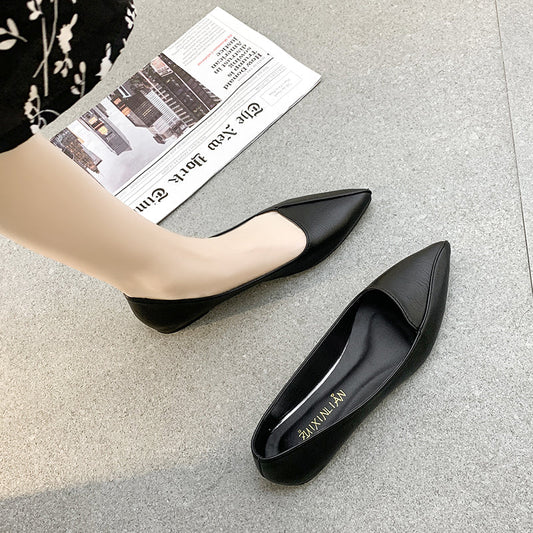 Flat shoes female 2021 early spring new pattern Sharp point Flat bottom comfort Doug shoes Internet celebrity Soft skin soft sole Versatile Ladle shoes tide