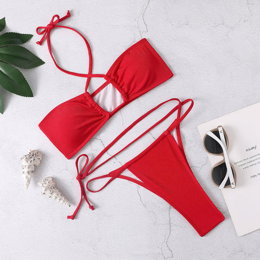 Solid Color Women Seperated Swimwear Bikini Sexy Swimsuit