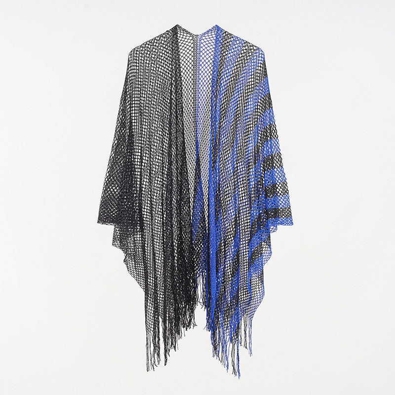 Sexy Mesh Sunscreen Striped Sunscreen Shawl Scarf Women Shawl