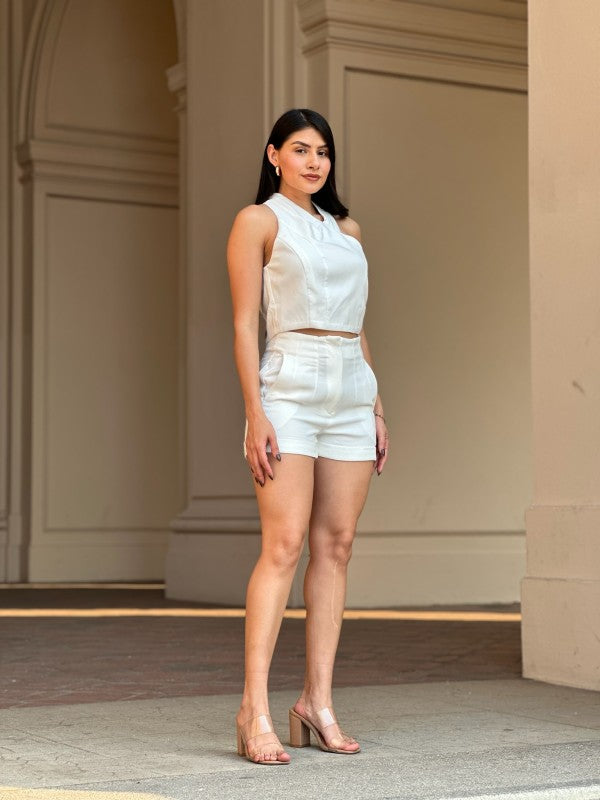 One Shoulder Crop & Shorts Set