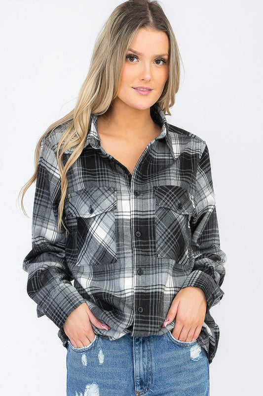 Curved hem adds a flattering, casual touch.