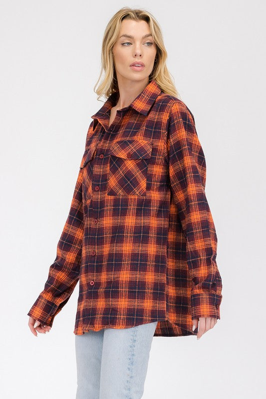 Cozy flannel texture ideal for cooler weather.