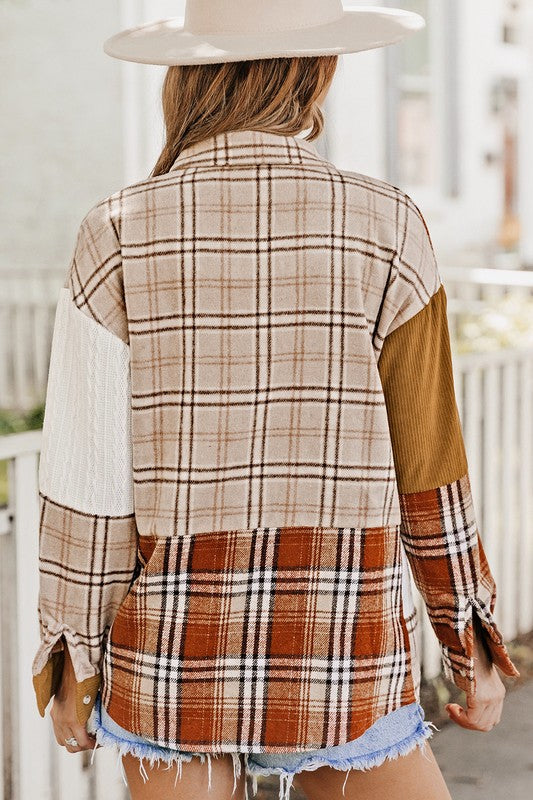Patchwork style blends different plaids to create a unique, stand-out look. 