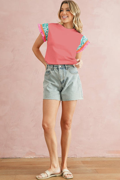 Measurements (S): Bust 96 cm, Hem Width 102 cm, Shoulder 39.5 cm, Sleeve Length 10 cm, Length ~59.6 cm. 