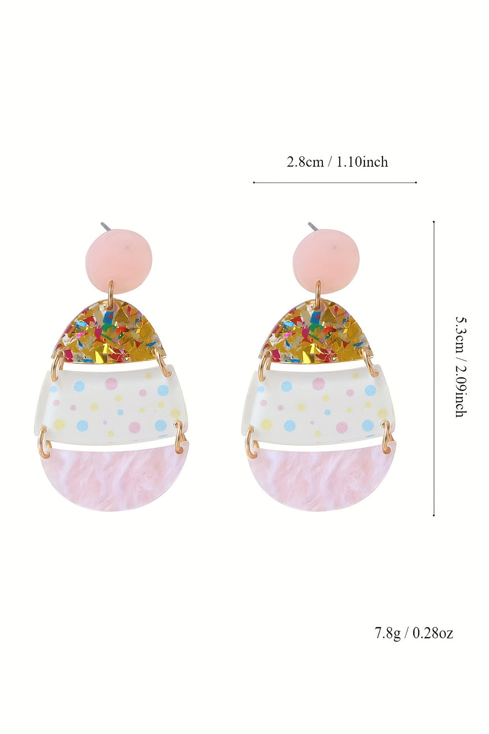 Hop into spring with a little sparkle. These adorable Easter egg-shaped drop earrings are the perfect way to celebrate the season in style. Featuring a soft pink hue and whimsical printed patterns, they’re sweet, festive, and totally charming.