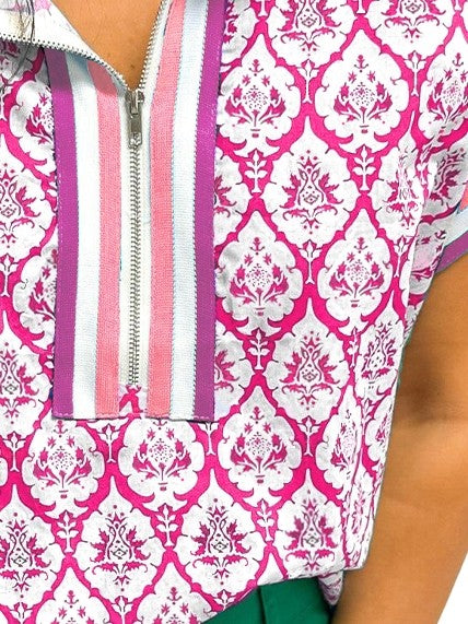 Made from 100% polyester for lightweight, easy wear that washes well. 