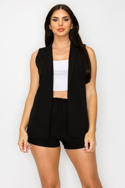 Pleated Shorts & Vest Set