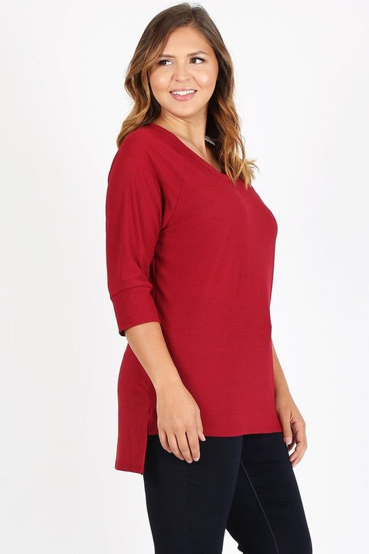 V-neckline adds a flattering opening that elongates the neck.