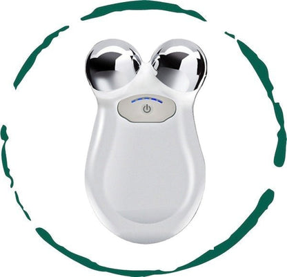 Handheld microcurrent facial toning device with dual metal probes for facial lifting and toning.

