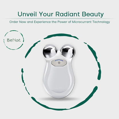 Handheld microcurrent facial toning device with dual metal probes for facial lifting and toning.

