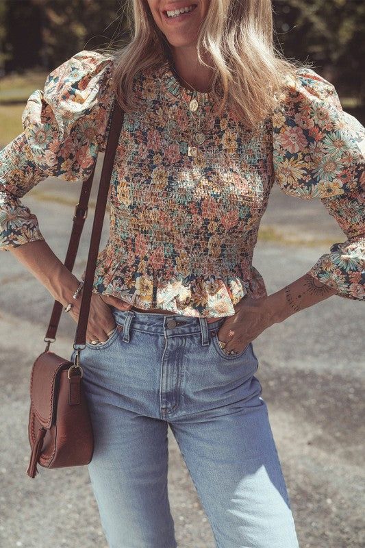 Floral print design for a fresh, playful style. 