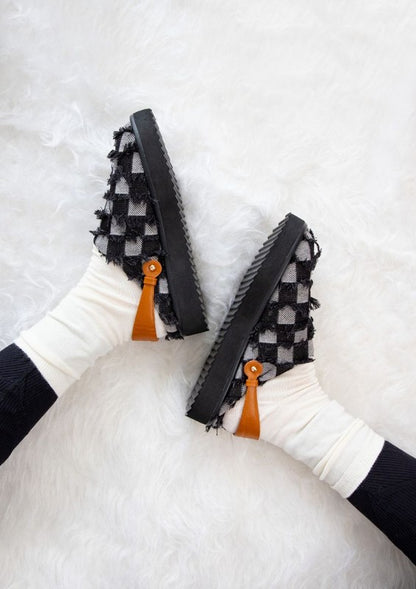 Casual slip-on sneakers featuring upper chunky platform sole, and back pull-tab for easy entry