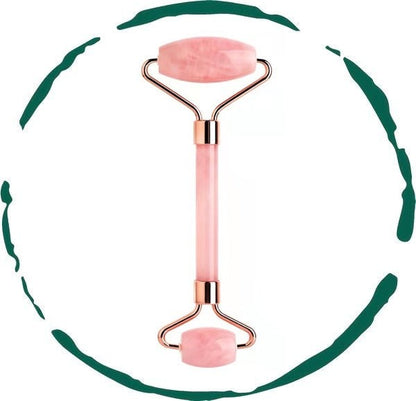 Rose Quartz Facial Roller with dual-ended design for facial massage and skincare enhancement


