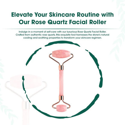 Rose Quartz Facial Roller with dual-ended design for facial massage and skincare enhancement

