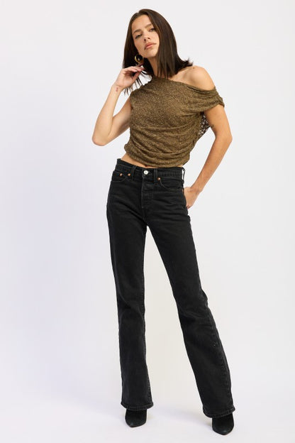 Sheer lace texture layered for sophistication and coverage.