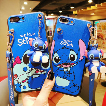 Stitch For Samsung Galaxy S7 Edge S8 S9 S10 S20 S21 S22 S23 Plus Ultra S21FE Note 9 10 20 Phone Case With Holder Rope
