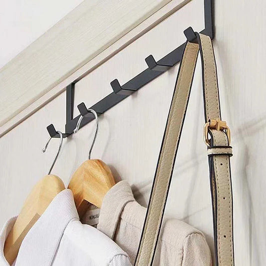 Over Door Metal Hook Rack for Clothes, Hats, Coats - Bathroom, Bedroom Storage