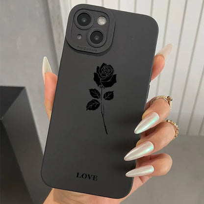 Black Rose per piece graphic phone case for iPhone 16 15 14 13 12 11 x XR Xs SE2 SE 8 7 plus pro Max mini silicone back cover