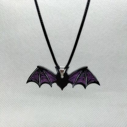 Yungqi Acrylic Bat Pendant Necklaces for Women Girl Minimalist Rope Chain Choker Halloween Animal Necklace Jewelry Collier