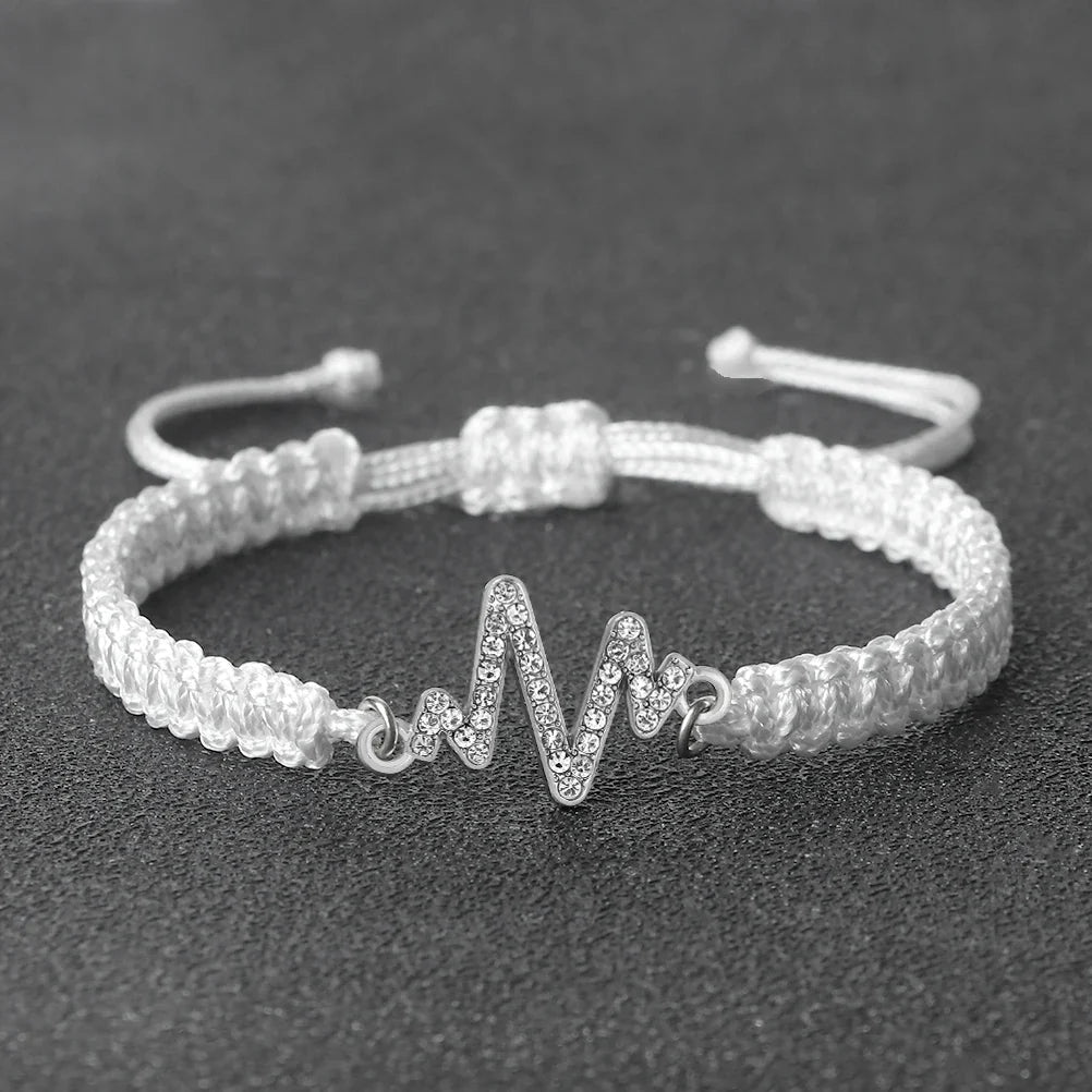 Romantic Cardiac signal Metal Thread Bracelet Red Black Couple Bangles Chain Pulsera Jewelry Gift for Friend