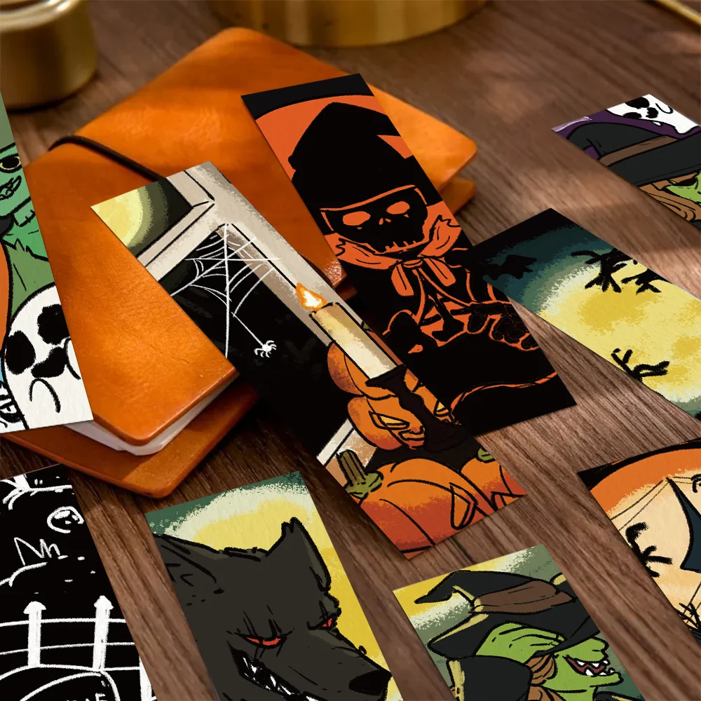 30pcs Halloween bookmarks Reading pages Book marks paper cards pumpkin ghosts funny personality creative gifts for students