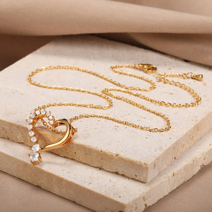 Punk Cuban Chain Heart Necklace For Women Hip Pop Stainless Steel Choker Fashion Wedding Party Jewelry Gift
