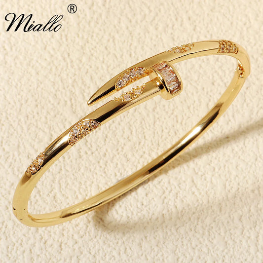 High-grade Copper And Zirconium Studded Bracelet Clip Design Fashion Women's Bracelet Daily Jewelry Accessories