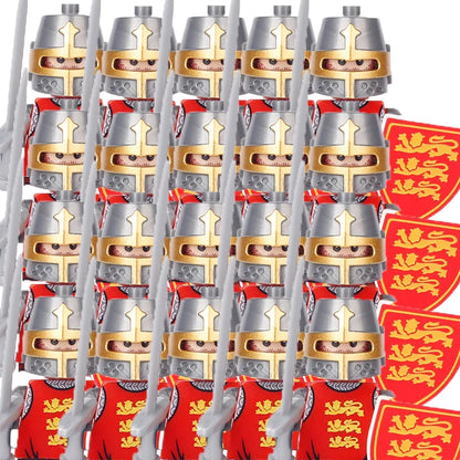 Military Building Blocks Medieval Solider Figures Gifts Toys Weapons Shield Holy Roman Saint Lazarus Jerusalem Knight Legion MOC