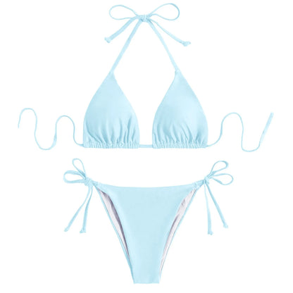 Sexy Bikini Swimsuit For Women Brazilian Pink Bikinis Set Sexy Bather Bathing Suit For Women Triangle Top Thongs Swimsuits Women