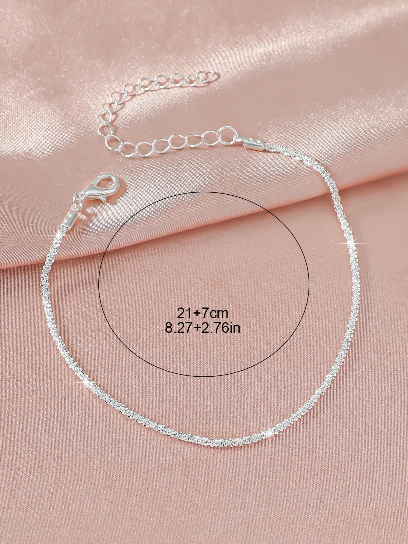 Summer Shiny Sparkling Simple Silver Color Anklet Zircon Cross Love Pearl Double Layer Bracelet On Leg Foot Trendy Beach Jewelry