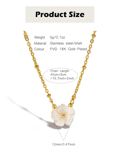 UHBINYCA Elegant Flower Shell Necklace for Women, Stainless Steel Chain Colorfast Jewelry