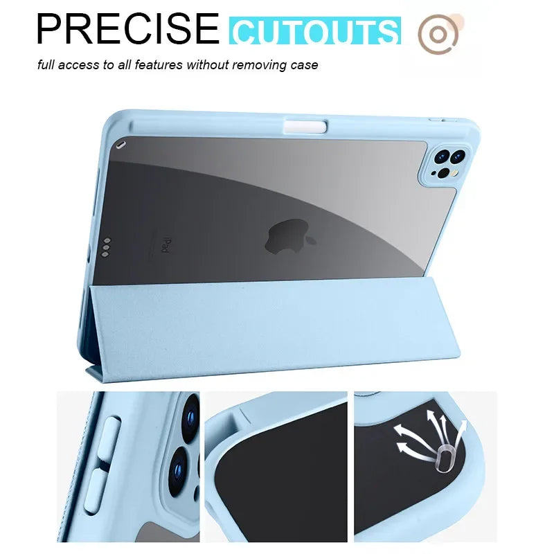 For iPad Pro 12.9 Case 2022 Tablet Case with Pencil Holder Clear Hard Cover Funda for iPad Pro 12 9inch 2022 2021 2020 2018 Case