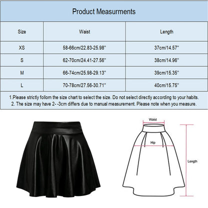 Spring Summer Fashion High Waist Metallic Leather Pleated Mini Skirt Carnival Outfit Sexy Night Club Party Skirts for Women
