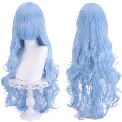Genshin Impact Ice Blue Wig for Ayato Kamisato Cosplay Wig for Anime Long Fluffy Spiky Heat Resistant Wig for Halloween Party
