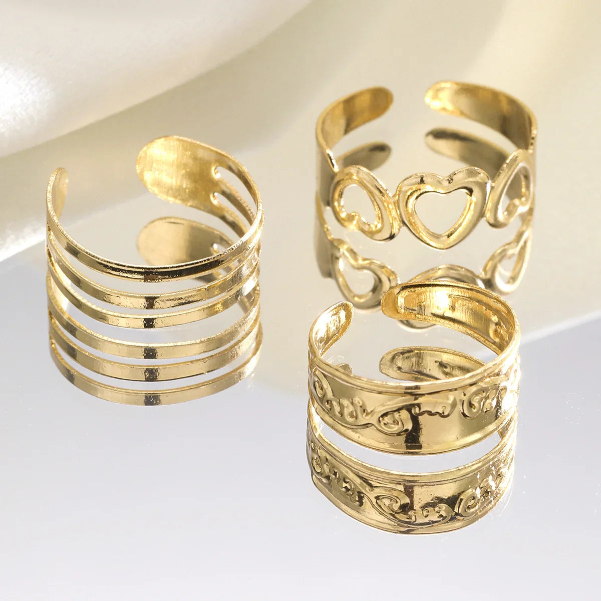 13 PCS Fashion Open Toe Rings Set for Women Adjustable Simple Minimal Hollow Heart Summer Beach Smooth Feet Ring Jewelry on Foot