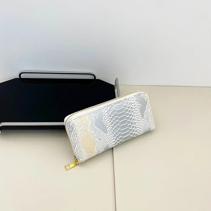 Female Coin Purse Crocodile Leather Long Women Wallet Serpentine Design Phone Purses for Ladies Cardholder Clutch Money Bag Sac