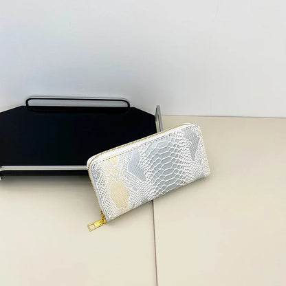 Female Coin Purse Crocodile Leather Long Women Wallet Serpentine Design Phone Purses for Ladies Cardholder Clutch Money Bag Sac