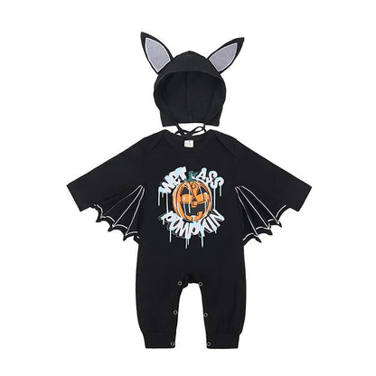 2023 Baby Halloween Cosplay Costume Solid Print Hat+Romper Bag Bone Pumpkin Bodysuit Gift Boy Girl Disguise Vampire Clothes