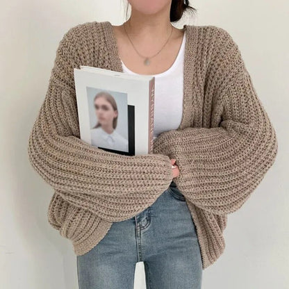 Y2k Cardigan Sweater Women  Vintage Harajuku Lantern Sleeve Sweater Casual Korean Fall Streetwear Tops Coat Chic Lazy Wind
