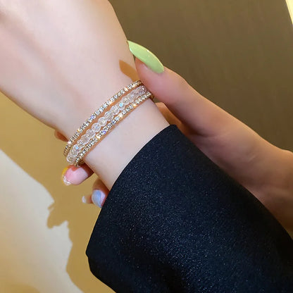 Luxury Sparkling Rhinestone Bracelet Ladies Girls Geometric Delicate Adjustable Bracelet Vintage Style Jewelry Accessories Gifts
