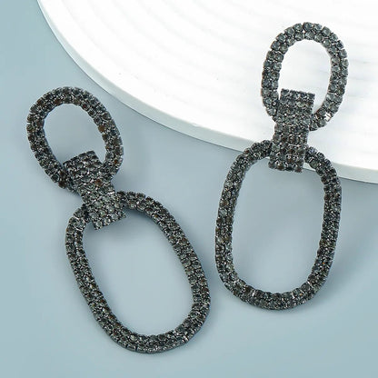Fashion New  Shiny Double-Sided Hanging  Hollow Rhinestone Earrings Pendant Temperament  women&#39;s Jewelry