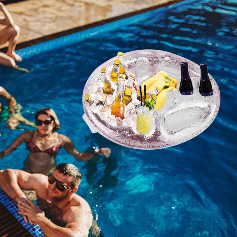 Swimming Pool Float Beer Table Cooler Table Bar Tray Inflatable Cup Holder Phone Pad Swimming Pool Mattress Food Drink Holder