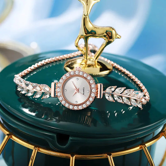 Women's Bracelet Watches Ladies Fashion Quartz Wrist Watch Round Mini Women Watch Gifts for Women（Without Box）
