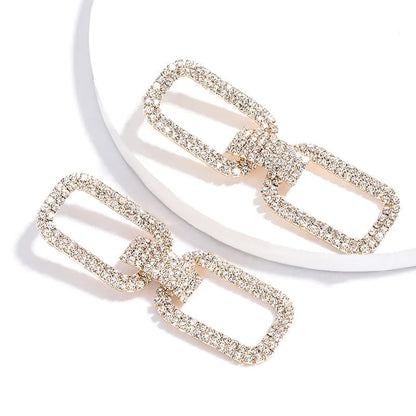 Fashion New  Shiny Double-Sided Hanging  Hollow Rhinestone Earrings Pendant Temperament  women&#39;s Jewelry