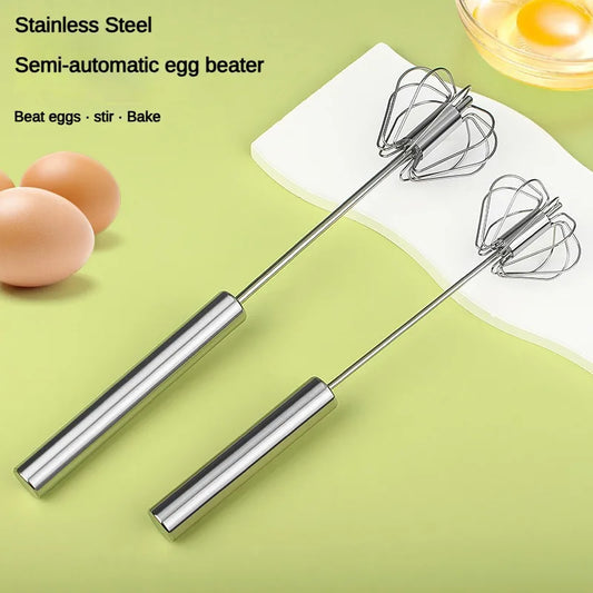 Stainless Steel Semi-Automatic Rotary Eggbeater Cream Blender Kitchen Tool