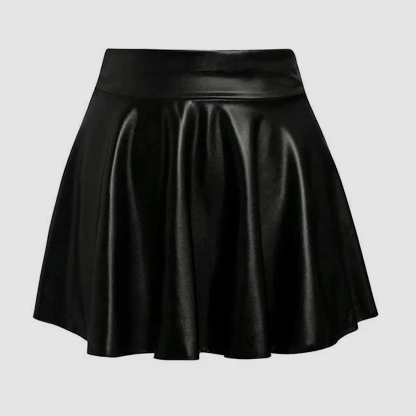 Spring Summer Fashion High Waist Metallic Leather Pleated Mini Skirt Carnival Outfit Sexy Night Club Party Skirts for Women